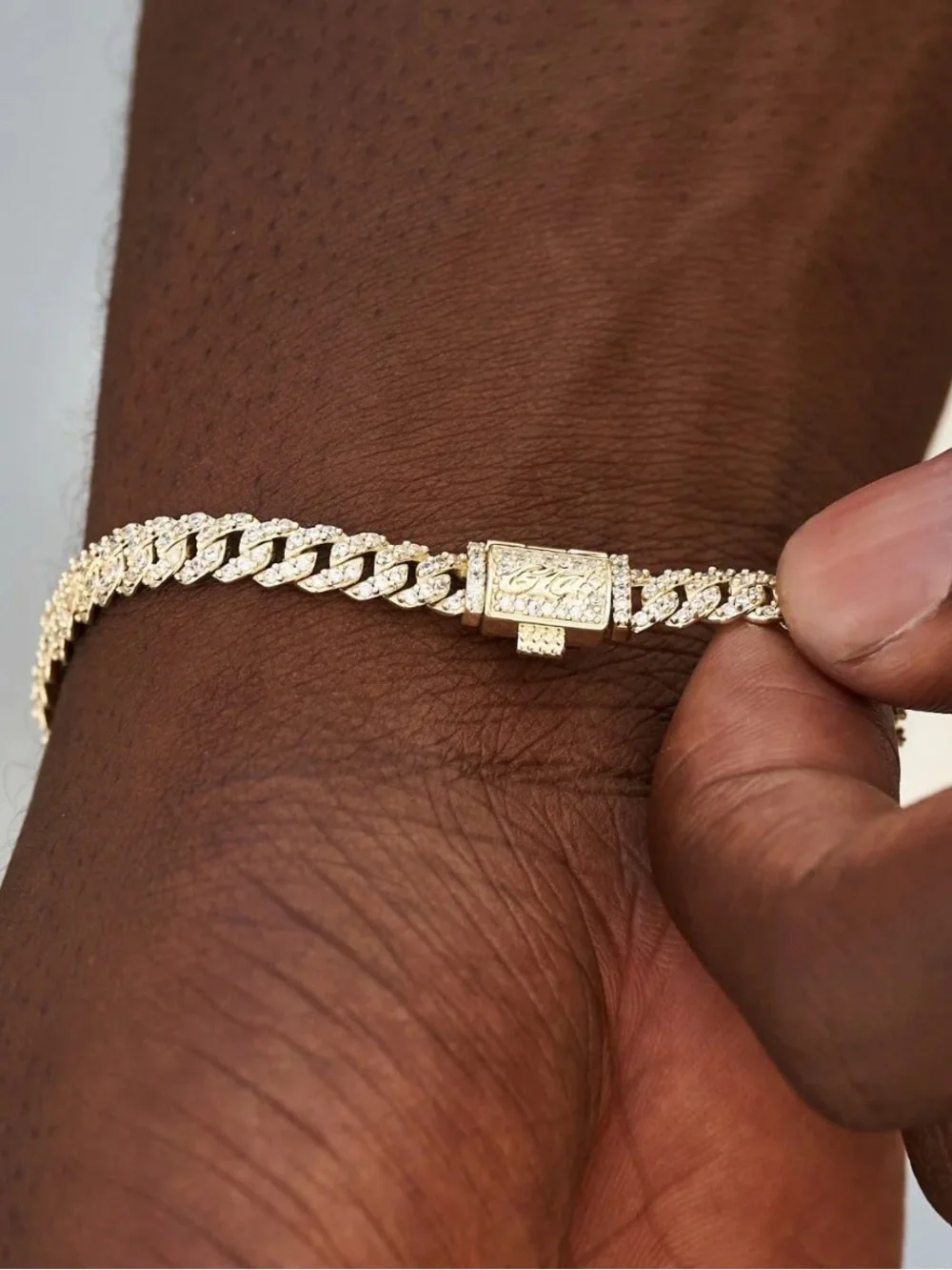 GLD | Micro Diamond Prong Cuban Bracelet (6”)